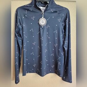 NEW Lady Hagen XS Navy Blue 1/4 Zip Golf Club Pattern LS UPF 50+ Top